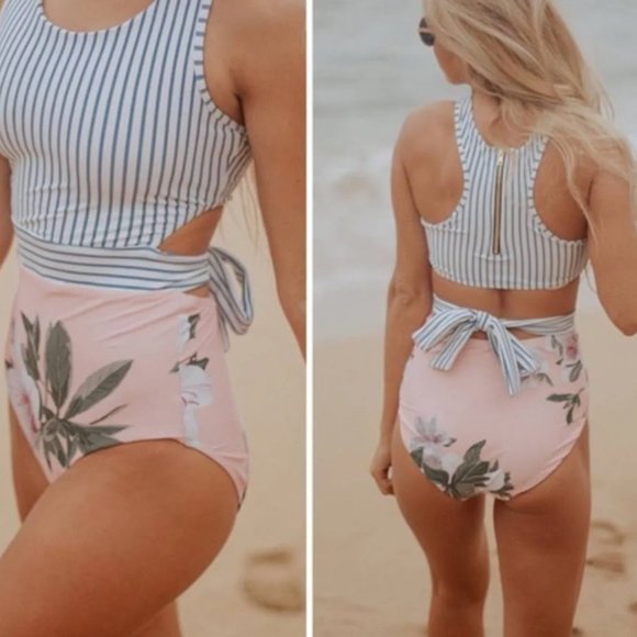 Albion Other - Albion Island Fever Razor Back Striped One Piece Swimsuit